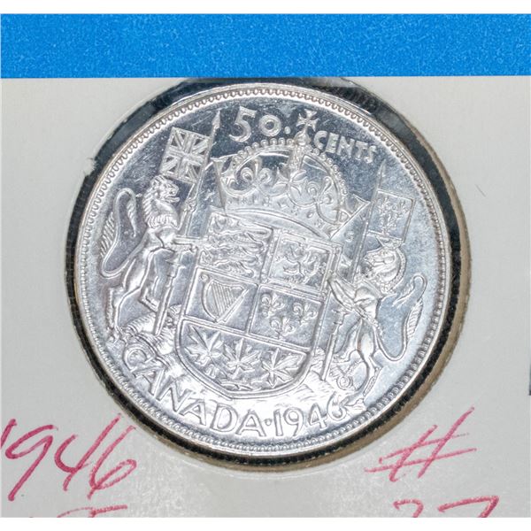 1946 SILVER CANADA 50 CENT COIN EF