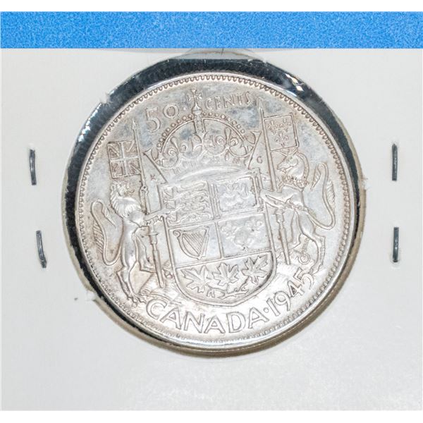 1945 SILVER CANADA 50 CENT COIN F