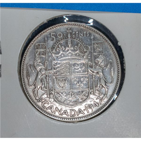 1947 SILVER CANADA 50 CENT COIN VF