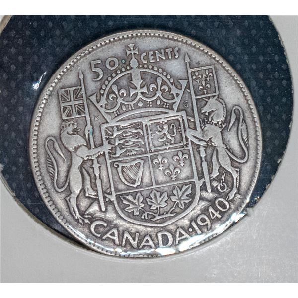1940 SILVER CANADA 50 CENT COIN G