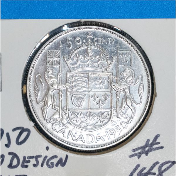 1950 SILVER CANADA 50 CENT COIN VF