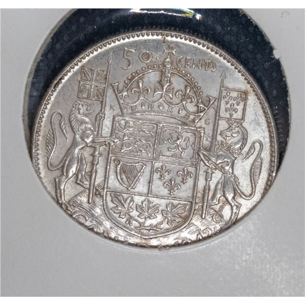 1943 SILVER CANADA 50 CENT COIN F