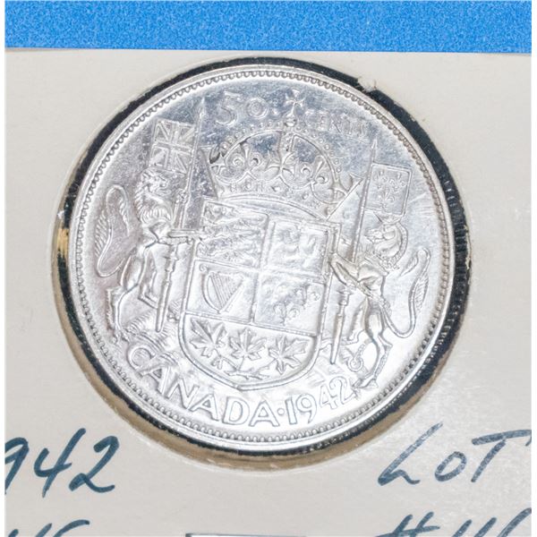 1942 SILVER CANADA 50 CENT COIN VF