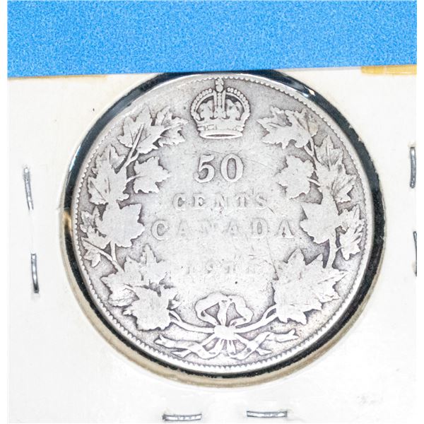 1911 SILVER CANADA 50 CENT COIN VG