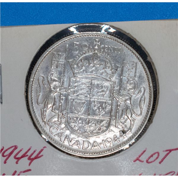 1944 SILVER CANADA 50 CENT COIN VF