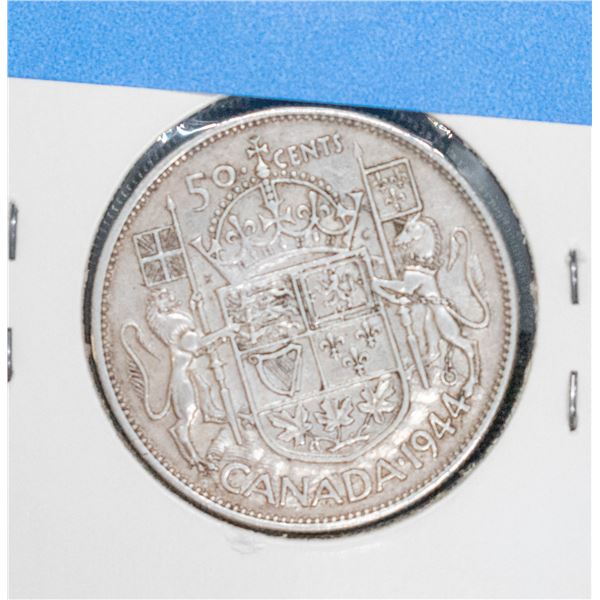 1944 SILVER CANADA 50 CENT COIN VG