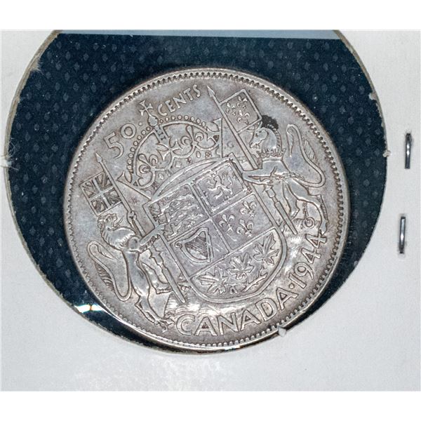 1944 SILVER CANADA 50 CENT COIN VG