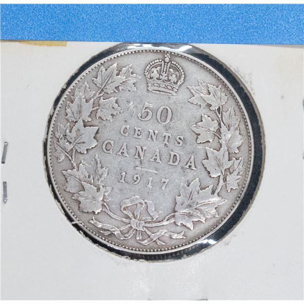 1917 SILVER CANADA 50 CENT COIN VG