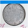 Image 1 : 1913 SILVER CANADA 50 CENT COIN VG