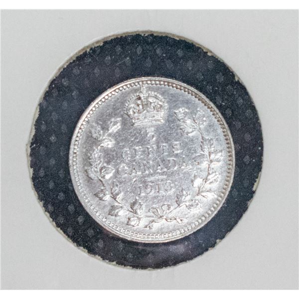 1913 CANADA SILVER 5 CENT COIN VF