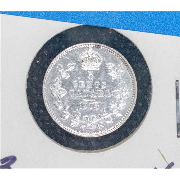 1913 CANADA SILVER 5 CENT COIN VF
