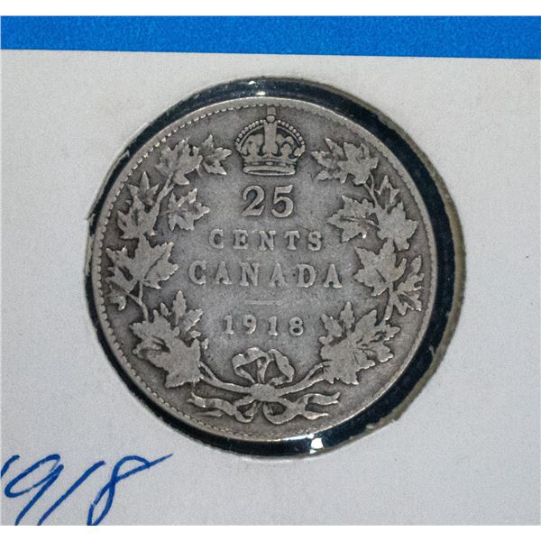 1918 CANADA SILVER 25 CENT G