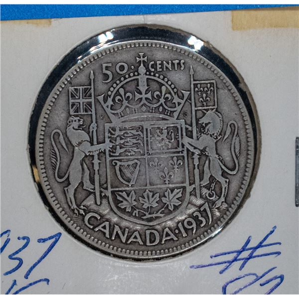 1937 SILVER CANADA 50 CENT COIN VG