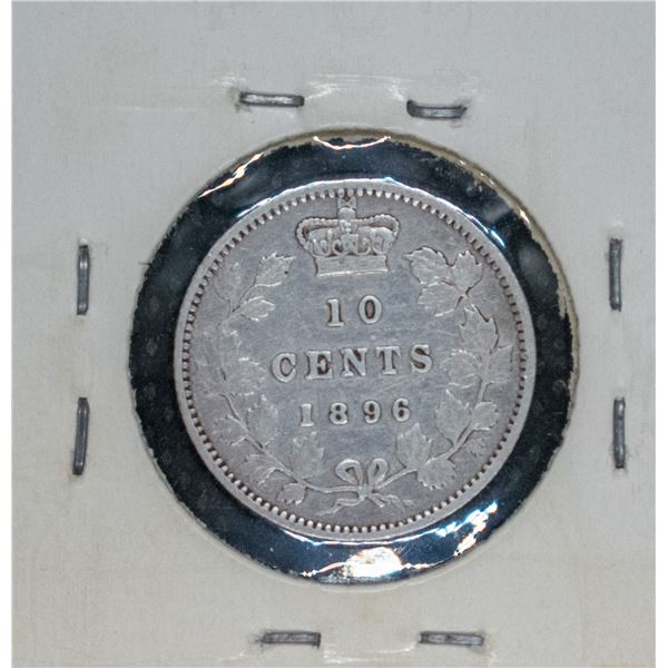 1896 CANADA SILVER 10 CENT COIN VF
