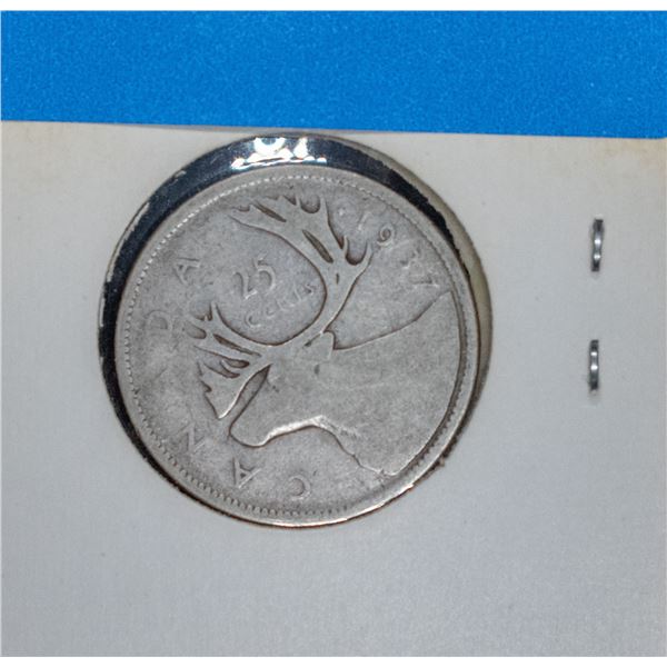 1937 CANADA SILVER 25 CENT VG