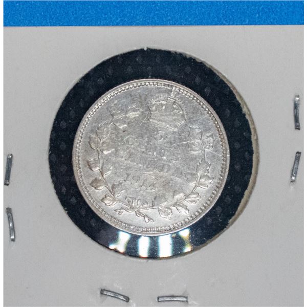 1914 CANADA SILVER 5 CENT COIN VF