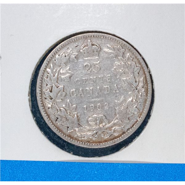 1902 CANADA SILVER 25 CENT VG