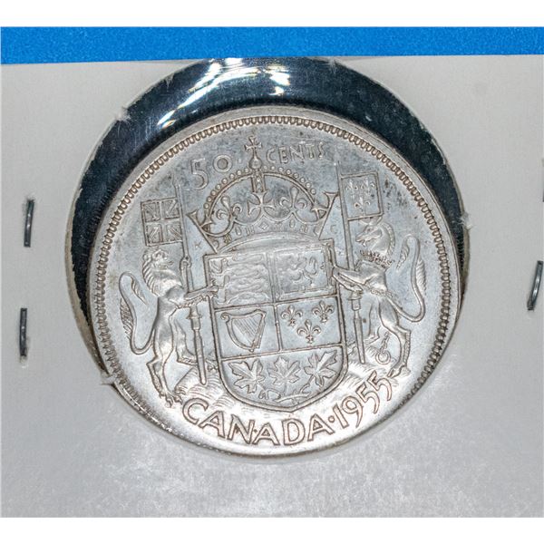 1955 SILVER CANADA 50 CENT COIN VF