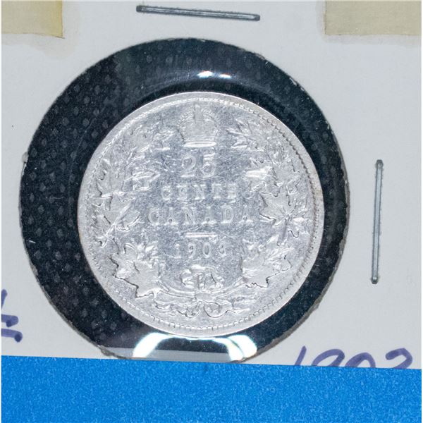 1903 CANADA SILVER 25 CENT F