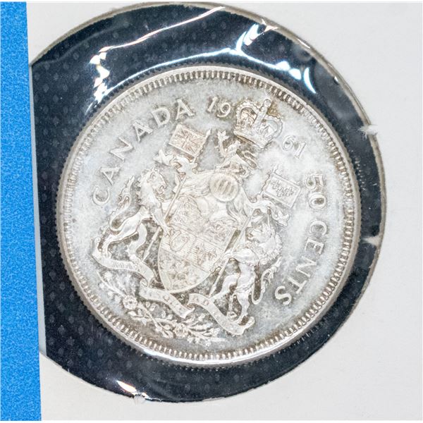 1961 SILVER CANADA 50 CENT COIN VF