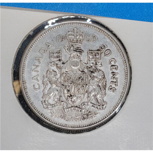 1960 SILVER CANADA 50 CENT COIN F