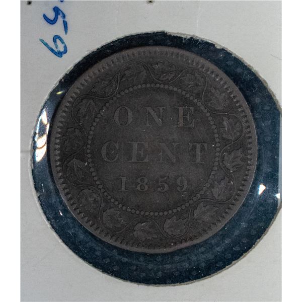 1859 CANADA LARGE CENT COIN EF