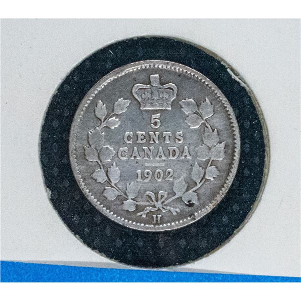 1902 H CANADA SILVER 5 CENT COIN G