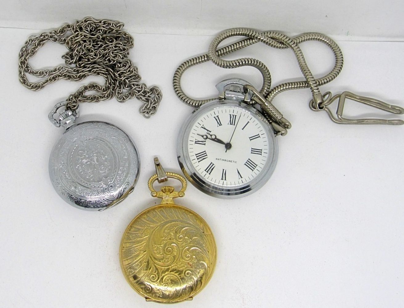 (3) WINDUP POCKET WATCHES (2) WORKING