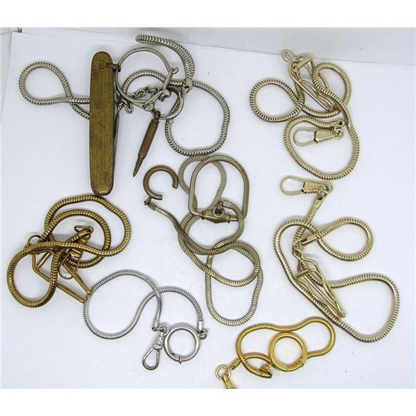 (7) POCKET WATCH CHAINS GOLD & SILVER TONE
