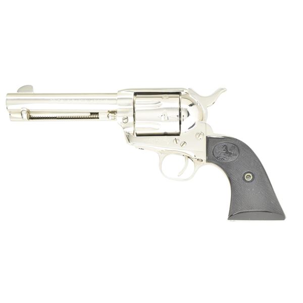 NICKEL PLATED COLT 2ND GEN. SAA REVOLVER WITH BOX.