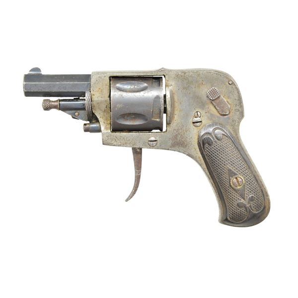 BELGIAN FOLDING TRIGGER HAMMERLESS REVOLVER.