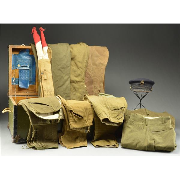 WWI ERA AIR CORPS TRUNK, UNIFORM PANTS & MORE.