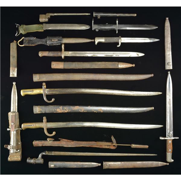 9 EUROPEAN BAYONETS & 4 SCABBARDS.