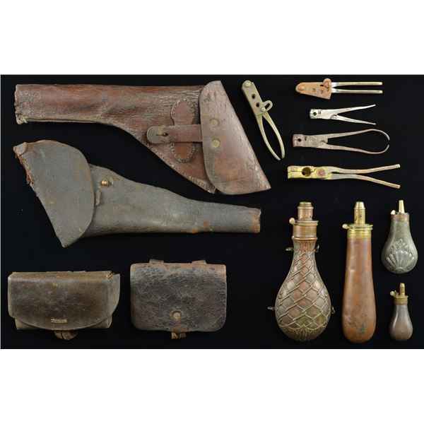 CIVIL WAR HOLSTERS, CATRIDGE BOXES, BULLET MOLDS &