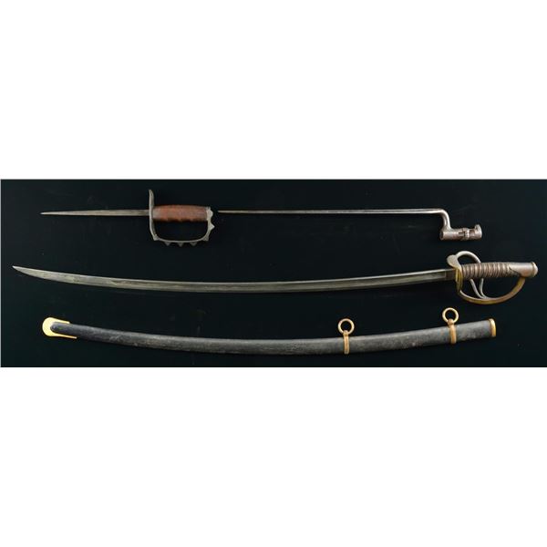 1 CIVIL WAR ERA SWORD, 1 TRAPDOOR BAYONET & 1 WWII