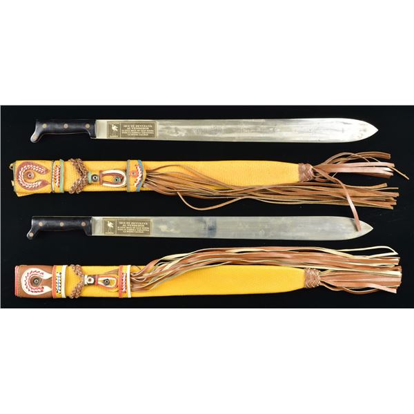 2 COLUMBIAN GARZA MACHETES & SHEATHS.
