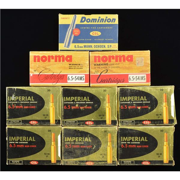 ASSORTMENT OF 6.5 MANN-SCHOEN AMMO.