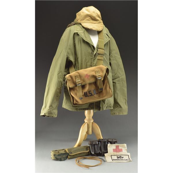 WWII NAVY FOUL WEATHER JACKET, EQUIPMENT & GERMAN