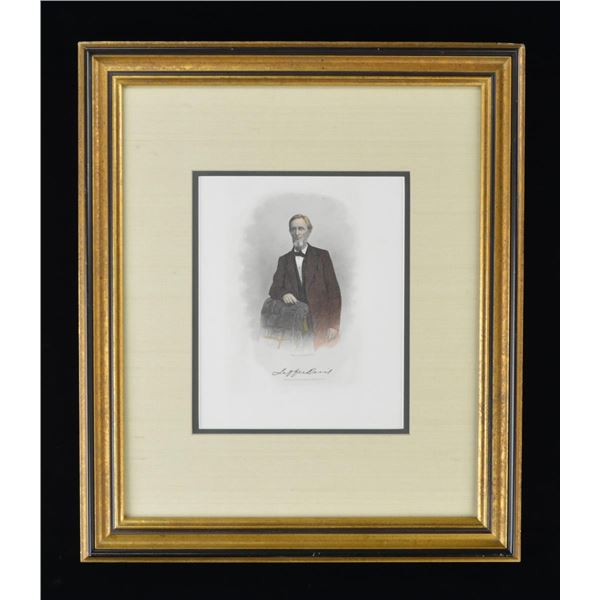HAND COLORED ENGRAVING OF JEFFERSON DAVIS WITH