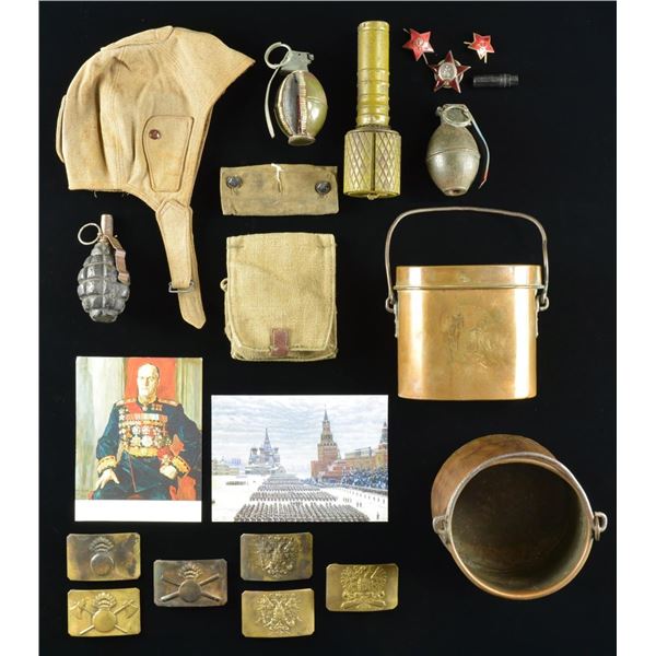 WWI & WWII RUSSIAN BELT BUCKLES, INSIGNIA, FIELD