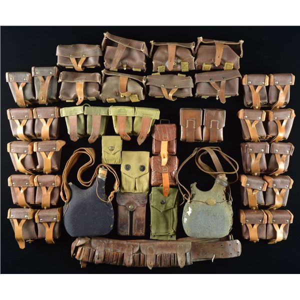 CARTRIDGE POUCHES, CANTEENS & A CARTRIDGE BELT.