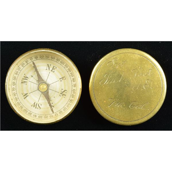 IDENTIFIED BRASS CASED COMPASS.