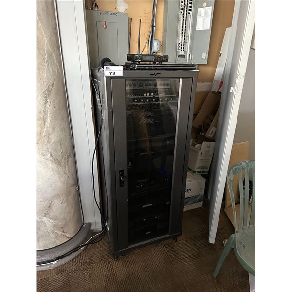 MOBILE RACK MOUNT AV CART WITH 11 ASSORTED RACK MOUNTED AV CONTROLS ...