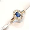 Image 2 : 10K YELLOW GOLD NATURAL BLUE SAPPHIRE(1CT) 21 SIDE DIAMONDS(0.15CT)  RING (SIZE 8.5)