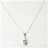 Image 2 : 10K WHITE GOLD AQUAMARINE 18"(0.5CT) DIAMOND(0.2CT)  NECKLACE (WEIGHT 1.6G)