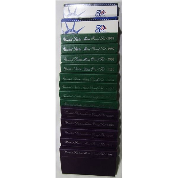 90s PROOF SET LOT ALL IN ORIG PACKAGING