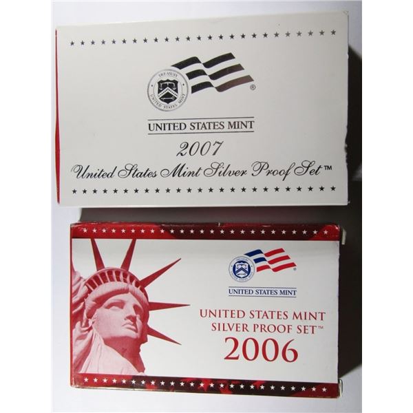 2006 & 2007 SILVER PROOF SETS IN ORIG PACKAGING