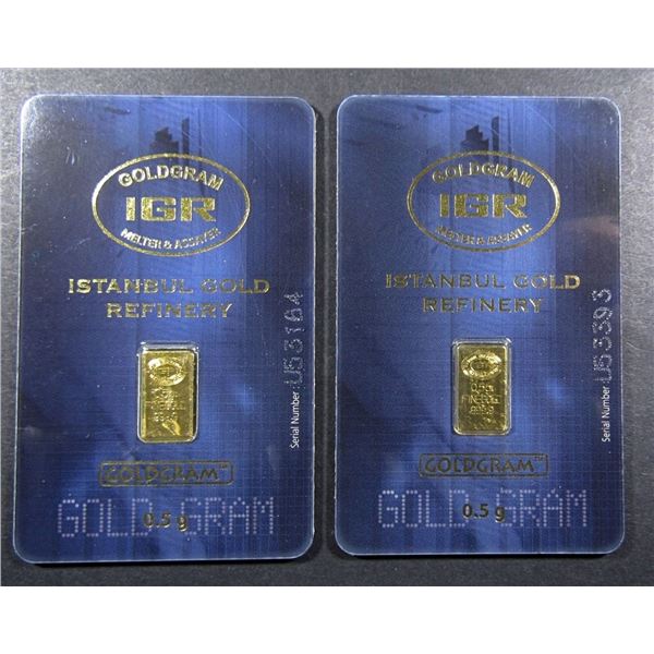 2-IGR .5 GRAM GOLD BARS IN PLASTIC