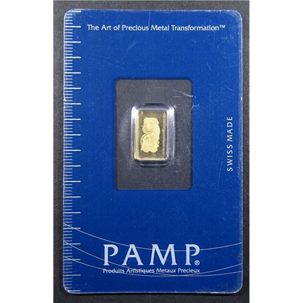 1g PAMP SWISS GOLD BAR IN PLASTIC