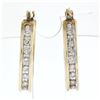 Image 1 : 14K Yellow Gold 0.35 ctw Channel Round Champagne Diamond Snap Oval Hoop Earrings